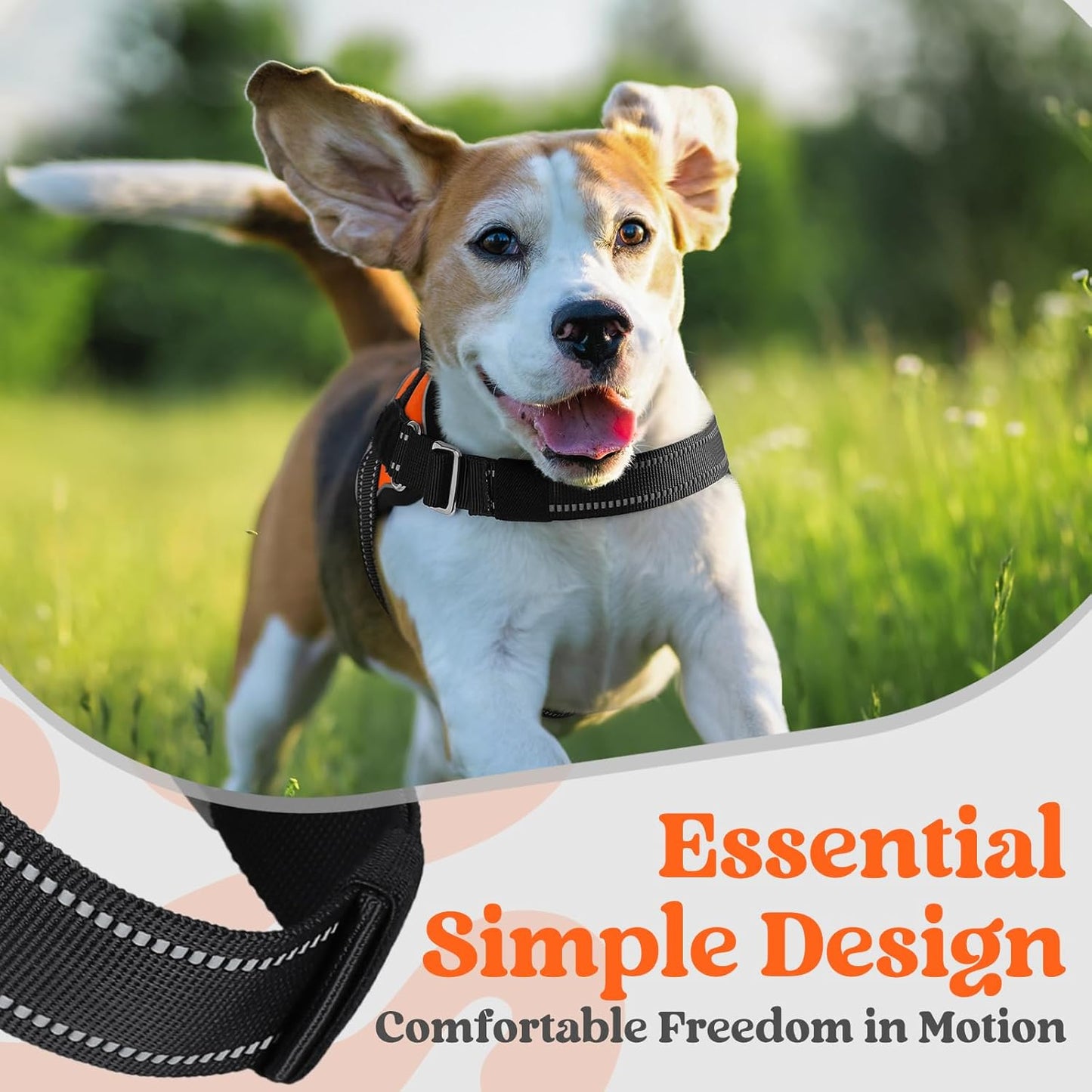 rabbitgoo Dog Harness for Small, Easy On Pet Vest with One Buckle, No Pull Adjustable Service Harness with D-Ring & Handle, Reflective for Safety Walking, Training, Orange, S