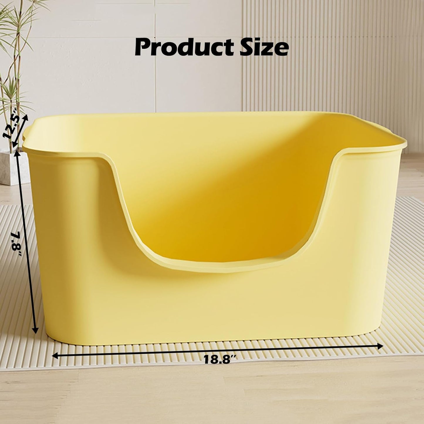 Small Cat Litter Box with High Sides,Cat Boxes for Indoor Cats,Cat Litter Pan for Kitty,Litter Box with Low Entry,Easy to Clean,Anti-Splashing (Beige)