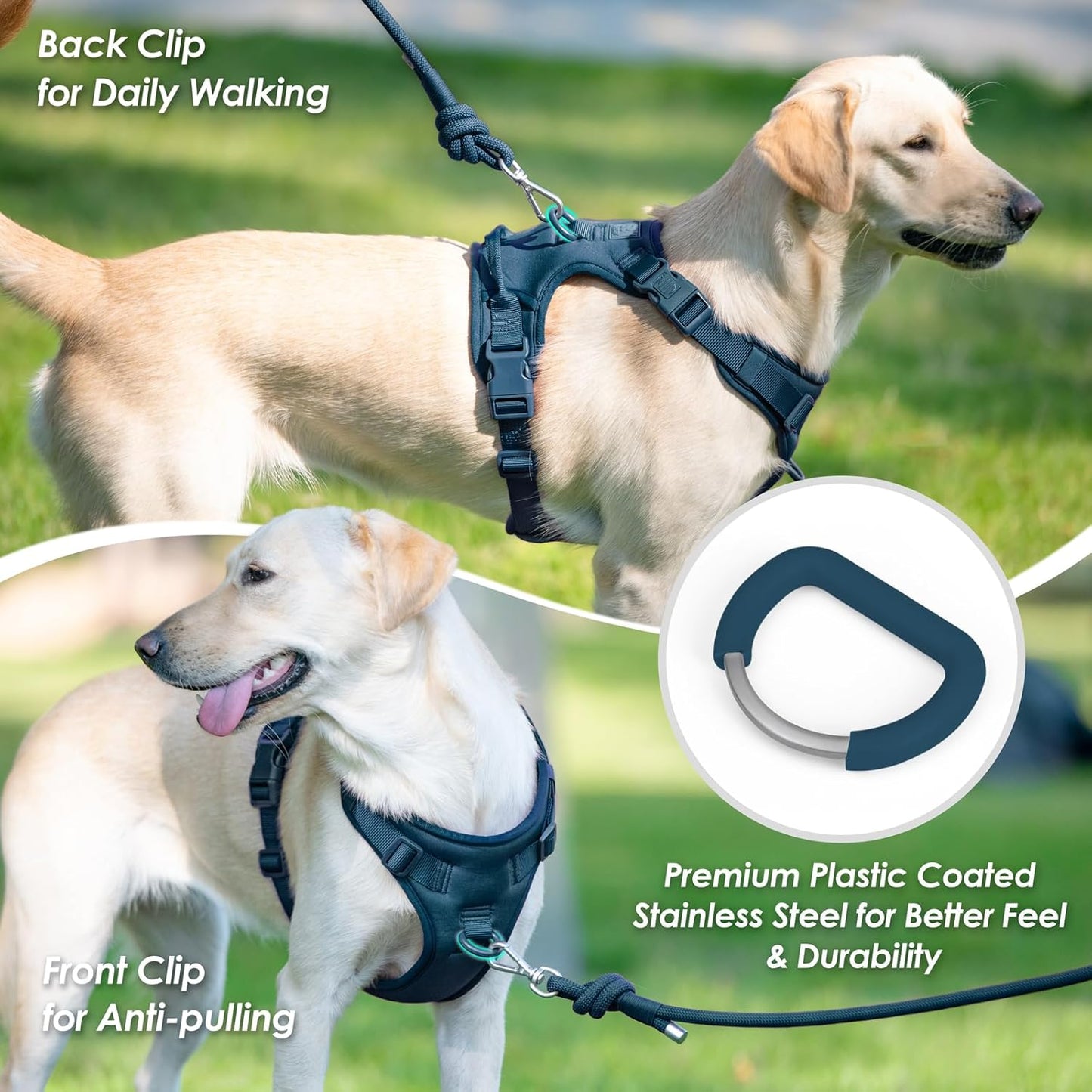 No Pull Dog Harness, Puppy Vest with Front Clip for Small Medium Large Sized Dog(Prussian Blue,XS)