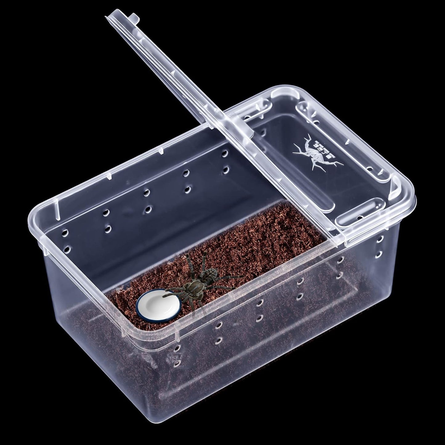 Irenare 8 Pcs Reptile Breeding Breeding Box Plastic Spider Terrarium Tarantula Feeding Box for Bearded Dragon Lizard Spider Gecko Scorpion(Vent Holes,5.9 x 3.9 x 2.5 Inch)