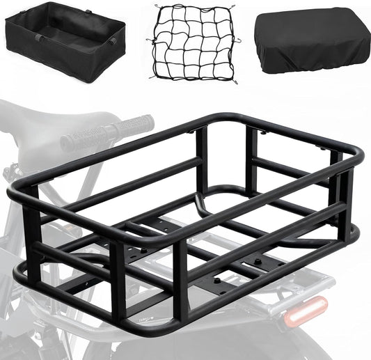 AWQM Large Ebike Basket, Waterproof Metal Electric Bicycle Basket, Quick Assemble Bike Accessories Rear Cargo Rack for Picnic, Pet, Sports