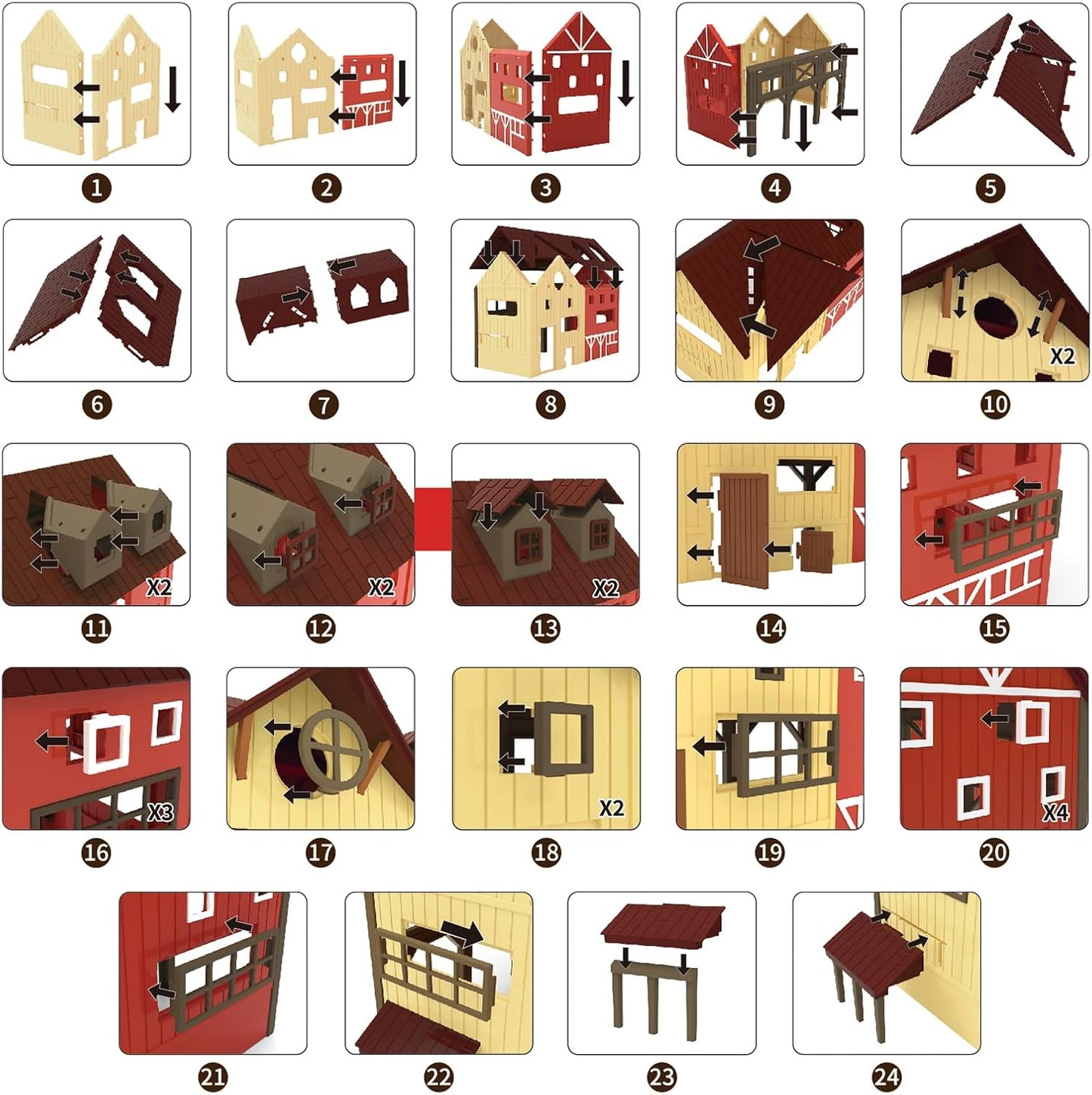 136PCS Farm Animals Toys Set Comes with Barn, Tractor Trailer, Milking shed, Windmill, Farmer, Fence - Playset for Kids Toddlers Boys Girls 5+ Years Old