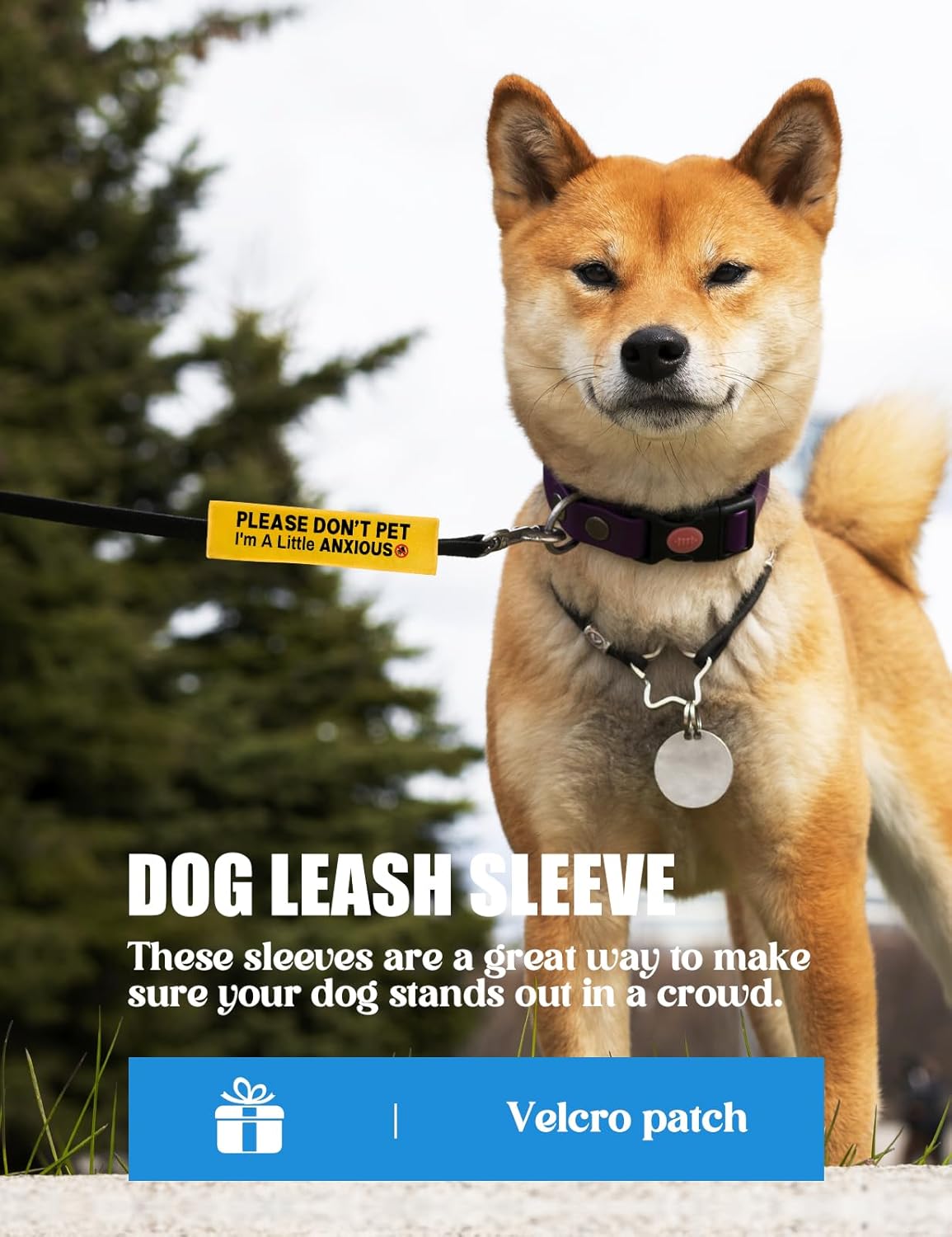 Please Don't Pet I'm A Little Anxious Dog Leash Sleeve, Funny Yellow Dog Leash Wrap Alert Hanging ID Patch Tag, Do Not Pet Velcro Patch Pet Leash Sleeve Pet Birthday Gifts for Dog Owners