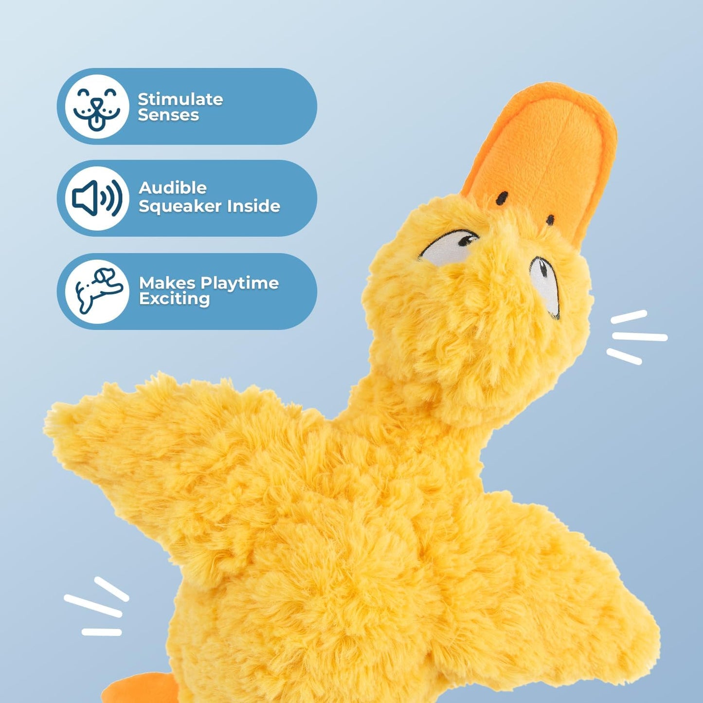 Best Pet Supplies Interactive Squeaky Dog Chew Toy, Ideal Dog Toys for Chewers, Small, Medium & Large Dogs, and Fetch Lovers - Ducky Doodle (Yellow), Small