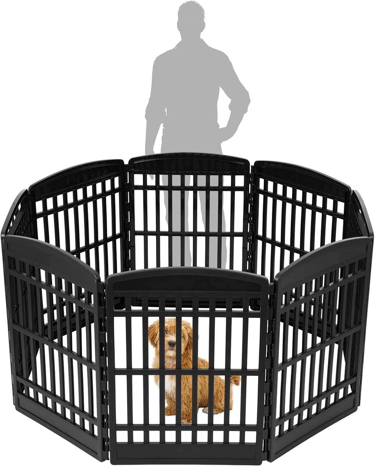 IRIS USA 34" 8-Panel Dog Playpen, 63 x 63 x 35, Puppy Fence, Puppy Playpen, Dog Play Pen Indoors, Pet Fence, Puppies/Small Dogs, Black