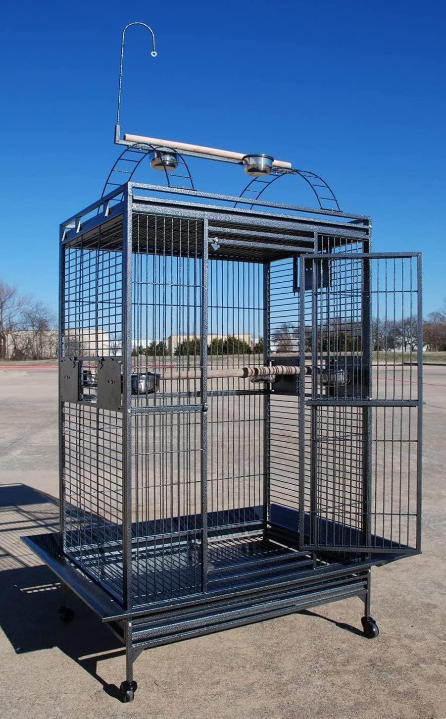 4 Size, X-Large 32" L x 23" W x 66" H Castle PlayTop Parrot Bird Cage On Wheels for Large Size Macaws Cockatoos African Grey Amazon