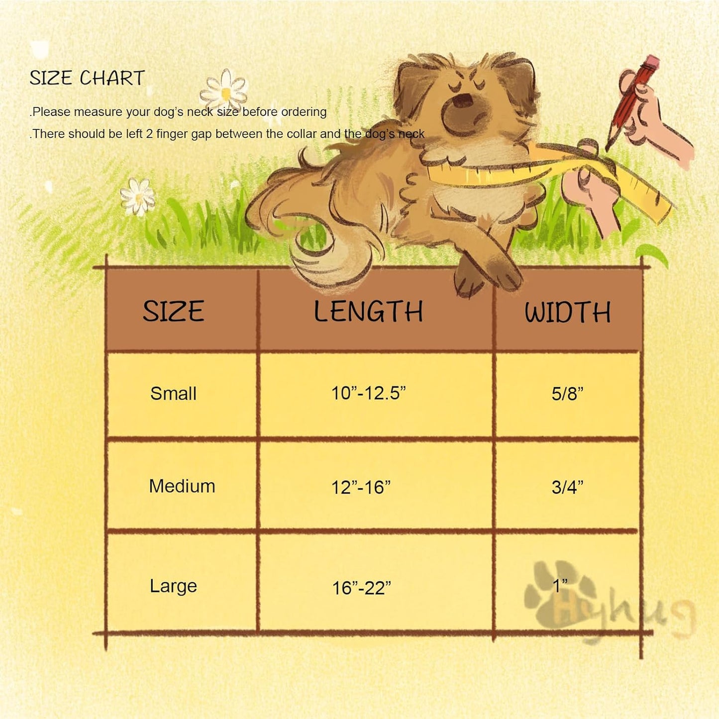 Hyhug Pets Solid Color Classic Regular Heavy Duty Basic Collar for Large Dogs, Unique Design Adjustment Triglide Slide (Buckle) Can Attached Name Tag Accessories. (Large, Illuminating Yellow)