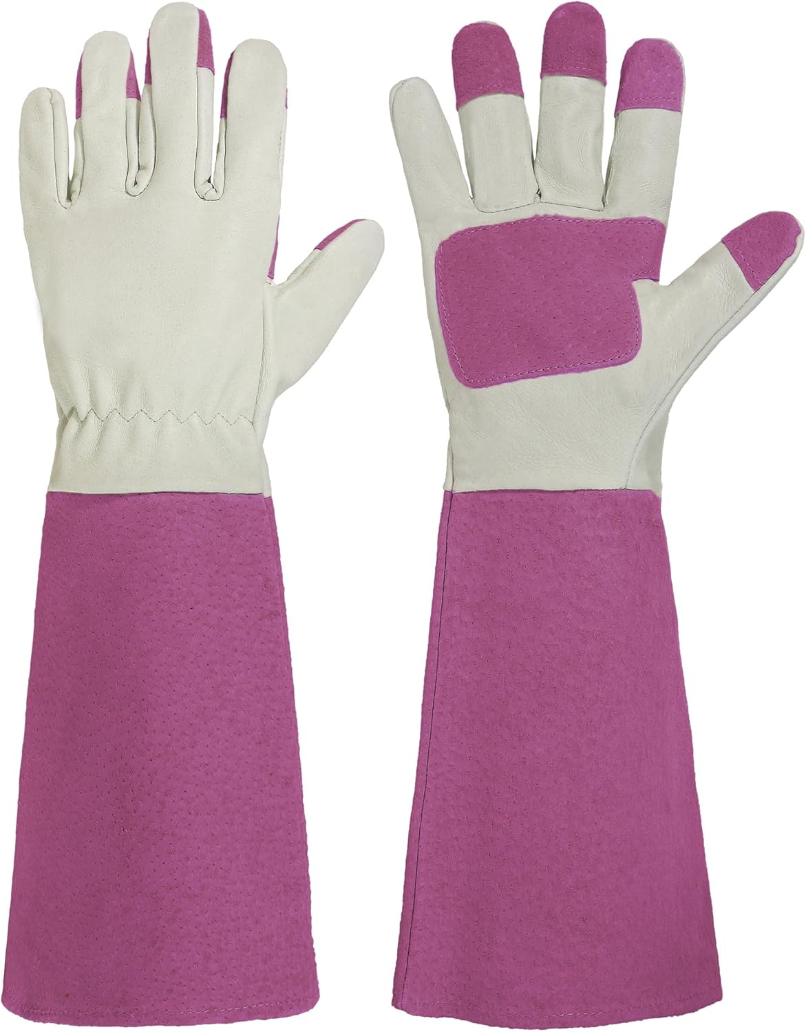 HANDLANDY Rose Pruning Gardening Gloves for Men & Women, Thornproof Long Gauntlet Gloves, Pigskin Leather - Breathable & Durability (Large)