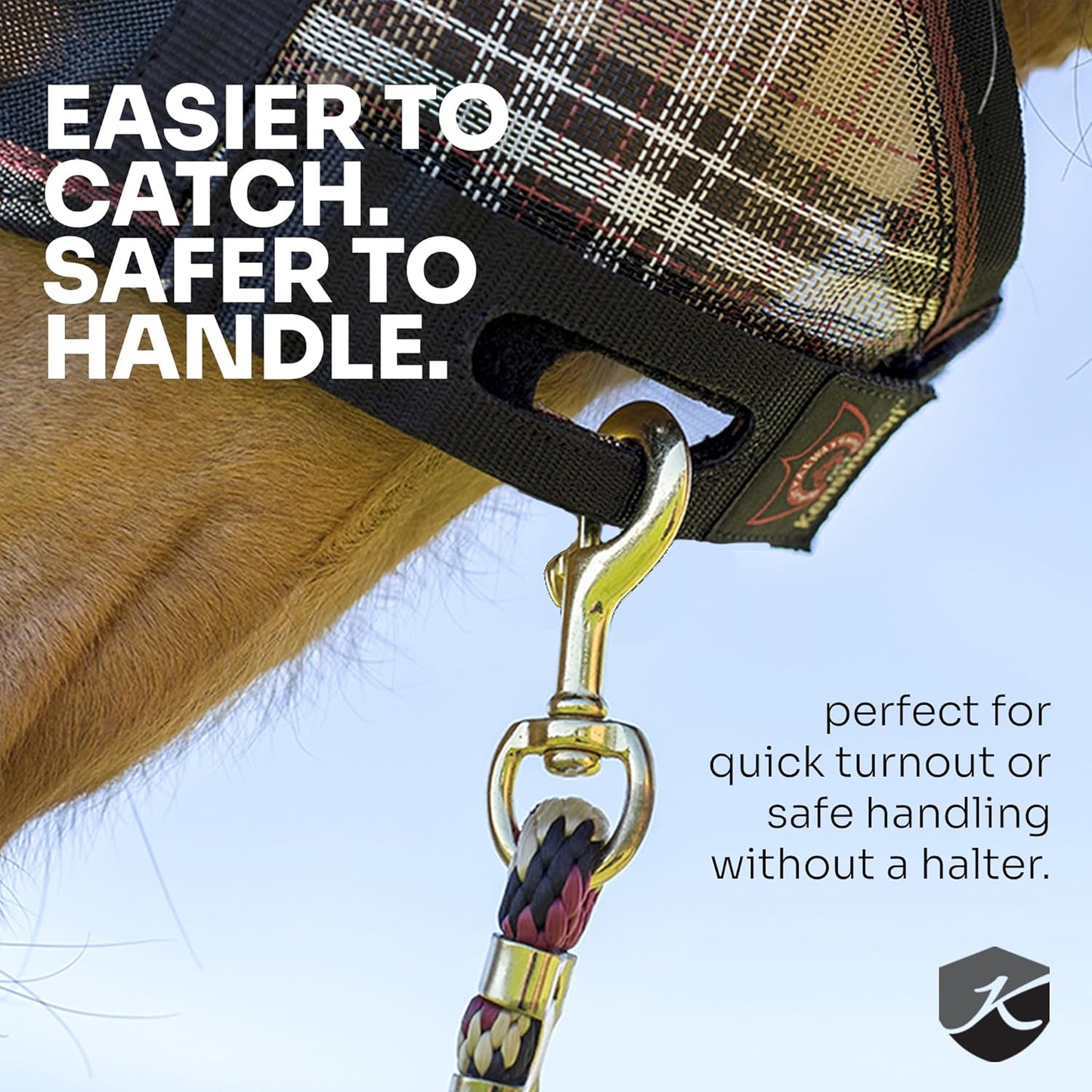 Kensington UViator CatchMask Horse Fly Mask with Web Trim UV Eye Protection Mask for Horse - Medium, Atlantis
