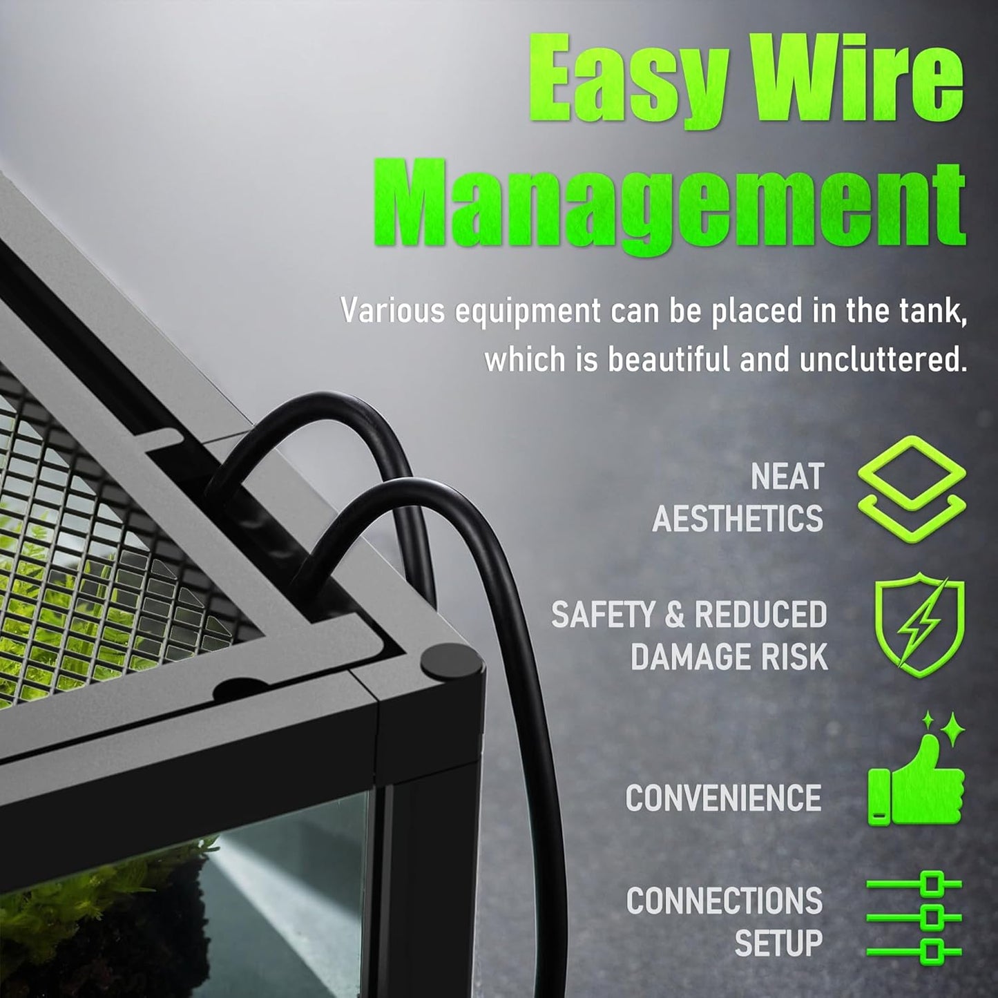 24’’18’’24’’ Reptile Terrarium with Full View Tempered Glass, 43 Gallon Reptile Habitat Comes with Feeding Port and Mesh Top Vent, Suitable for Most Reptiles Such as Chameleon, Lizard and Snake