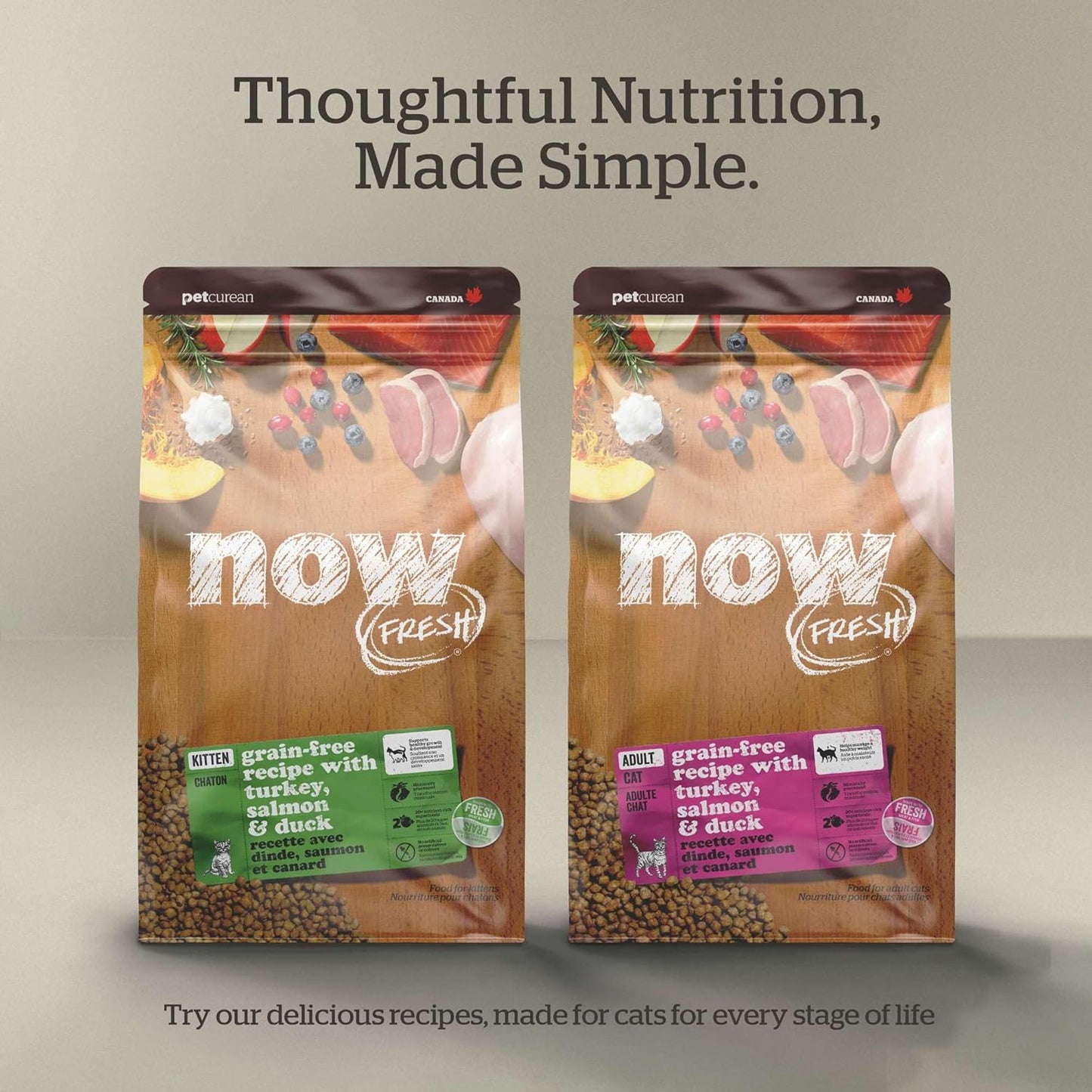 Now Fresh Grain-Free Senior Dry Cat Food with Turkey, Salmon & Duck, Premium Kibble Made with Real Meat & Fish, Chicken-Free Recipe, Supports Healthy Weight Management, 16 lb Bag