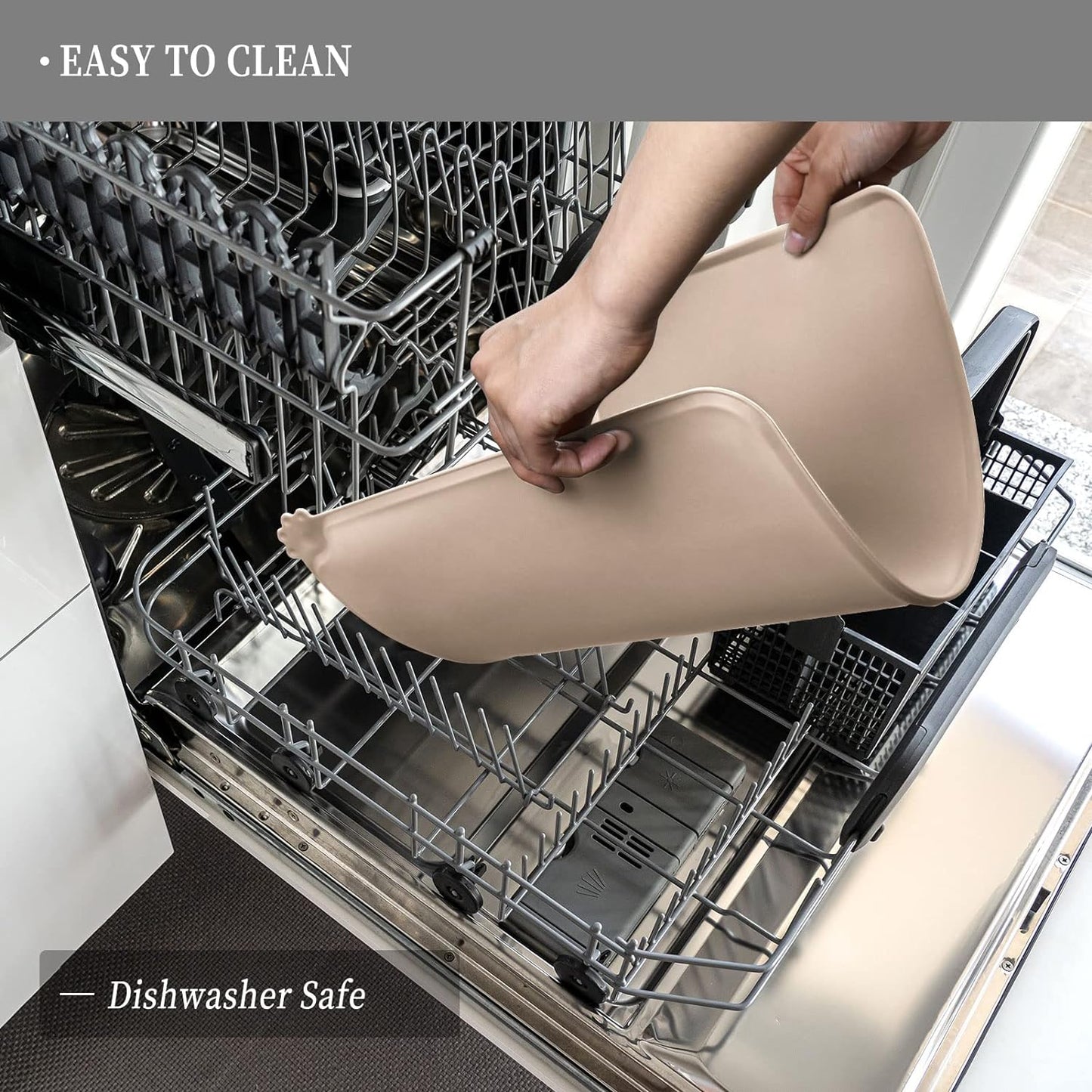 Waterproof Pet Feeding Mat with High Raised Edges, Heavier and Thicker Placemats for Cat Dog Water Bowl with BPA Free, Dogs Cats Food Mats for Messy Drinkers to Prevent Spill and Protect Floors