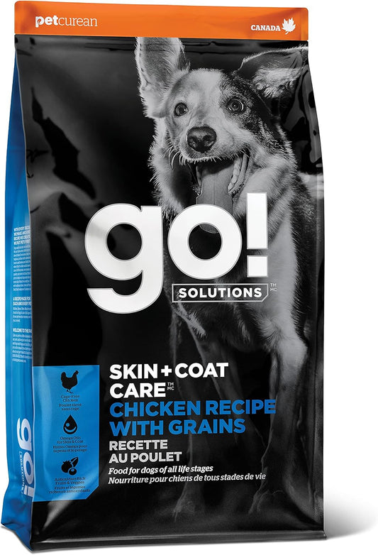 Go! Solutions Skin + Coat Care, Dry Dog Food, Chicken Recipe with Grains, 12 lb Bag