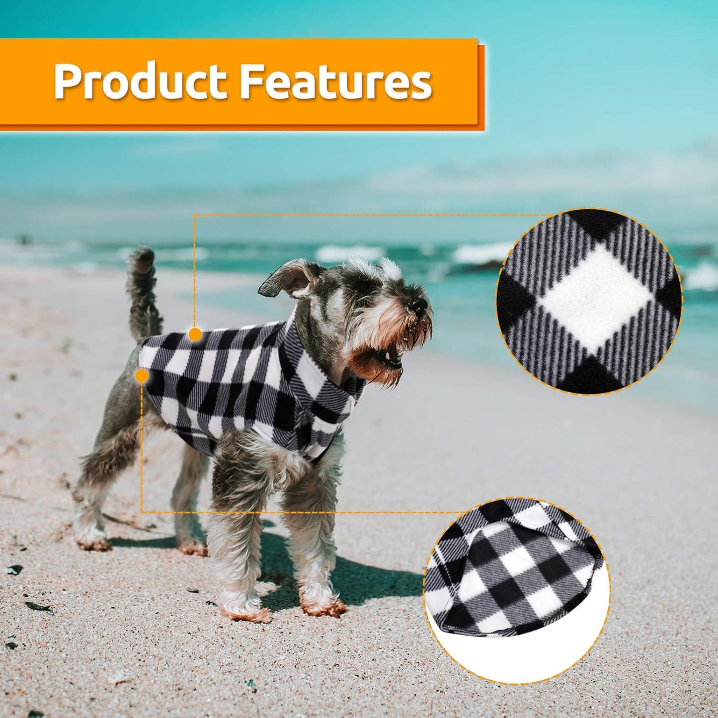 ASENKU Dog Sweater, Plaid Dogs Fleece Vest, Soft Comfortable Pet Pajamas, Warm Winter Puppy Shirt, Cold Weather Coat Jacket Pet Clothes for Small & Medium Dog Breeds