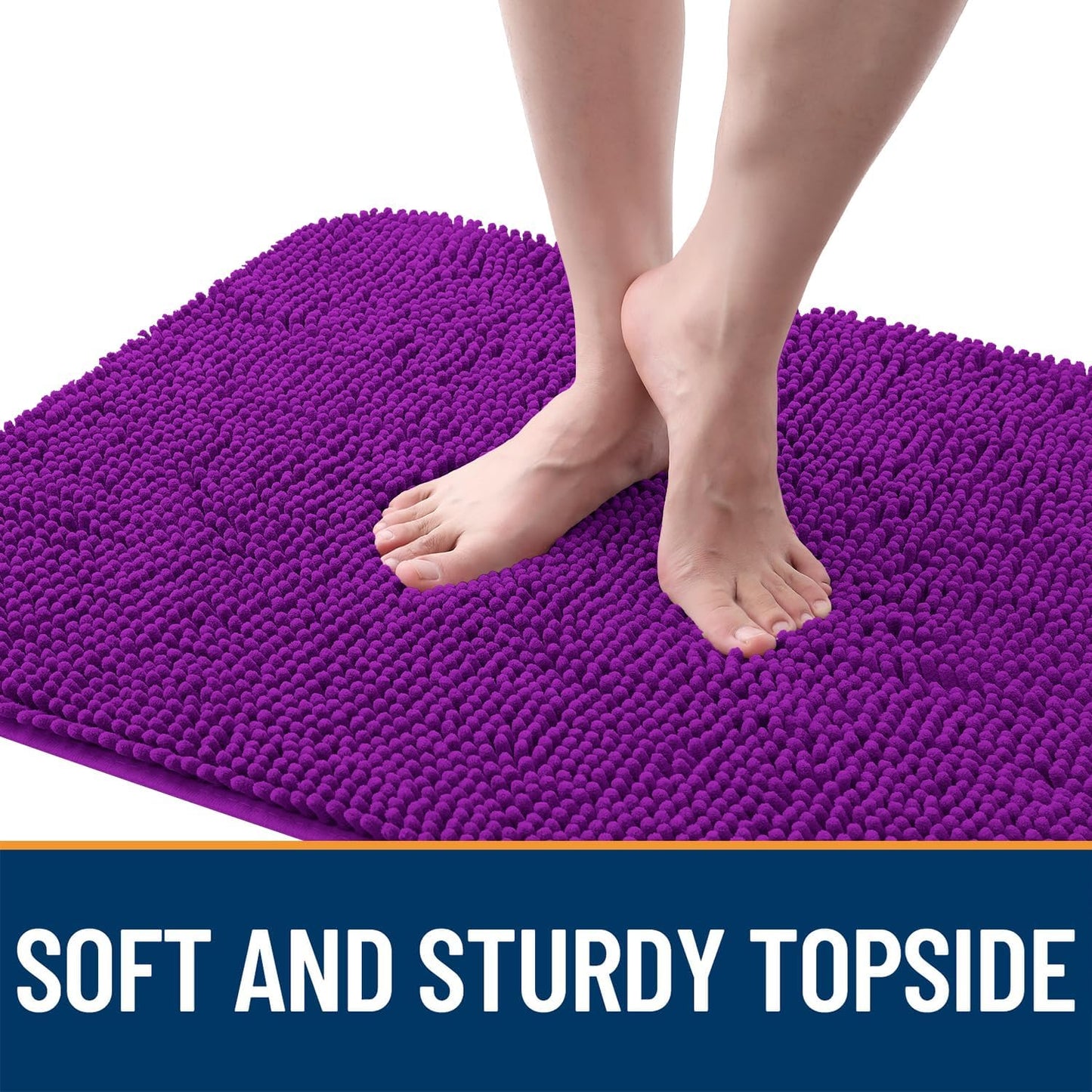 OLANLY Dog Door Mat for Muddy Paws 47x17, Absorbs Moisture and Dirt, Absorbent Non-Slip Washable Doormat, Quick Dry Chenille Mud Mat for Dogs, Entry Indoor Entryway Carpet for Inside Floor, Purple