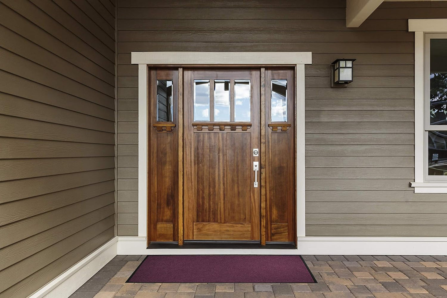 WaterHog Diamond | Commercial-Grade Entrance Mat with Rubber Border – Indoor/Outdoor, Quick Drying, Stain Resistant Door Mat (Medium Blue, 6' x 8')