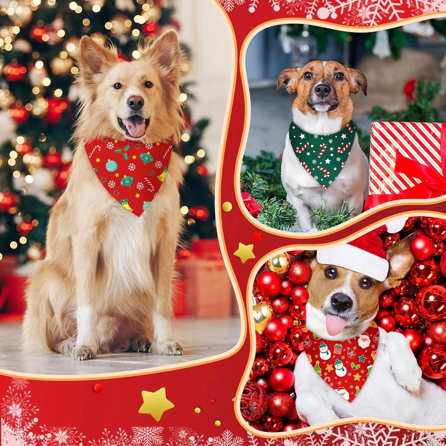 200 Pcs Christmas Dog Bandanas Bulk Xmas Bandanas for Dogs Red and Green Triangle Kerchief Bibs Scarf Set for Puppy Small Medium Large Pets Costume Photo Props Accessories Pet Shops, 25 Styles