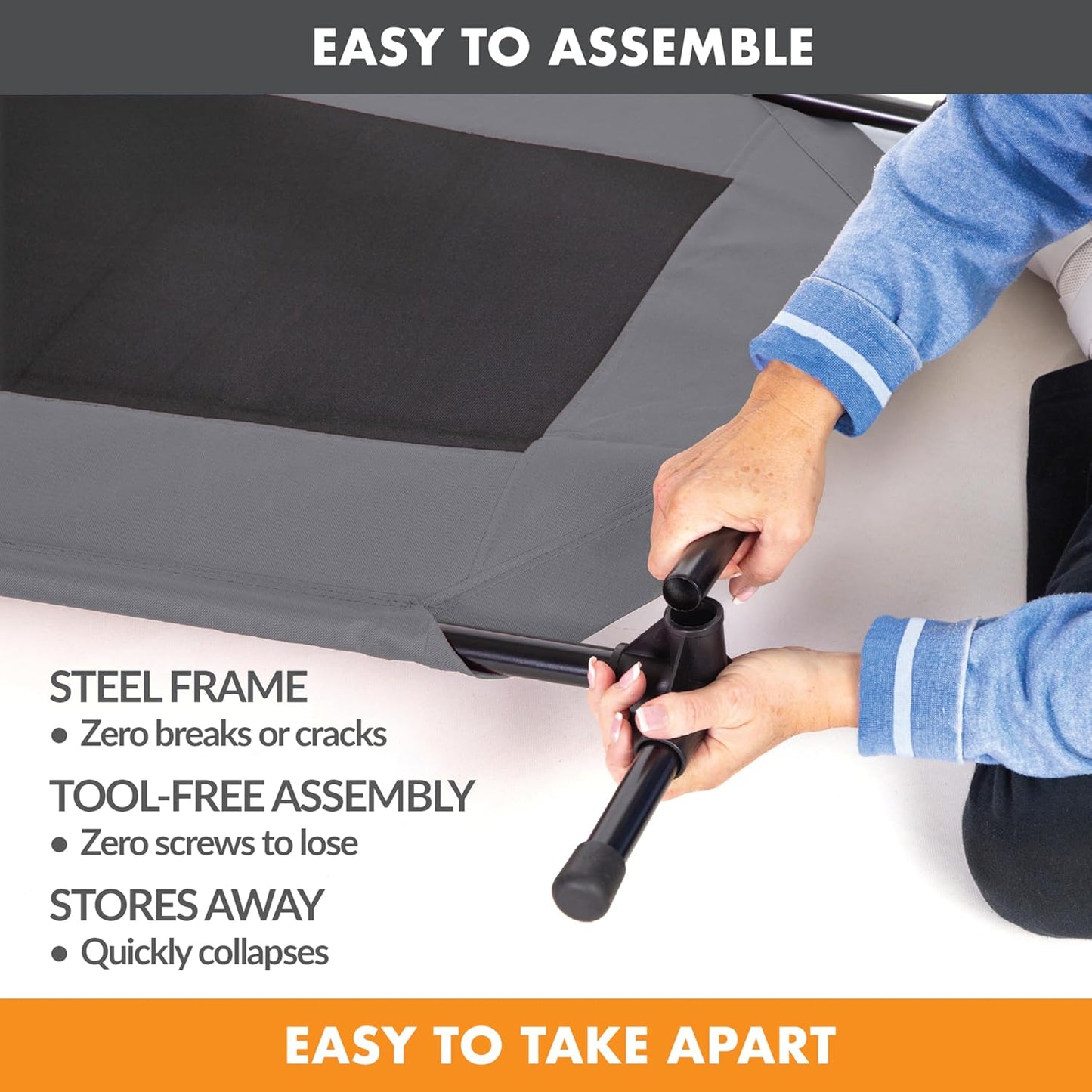 K&H Pet Products Outdoor Elevated Dog Cot, Breathable Cooling Elevated Cot Hammock Pet Bed for Large Dogs, Washable Mesh Cover, Raised Metal Frame, Collapsible, Portable - Large 42 X 30in Gray