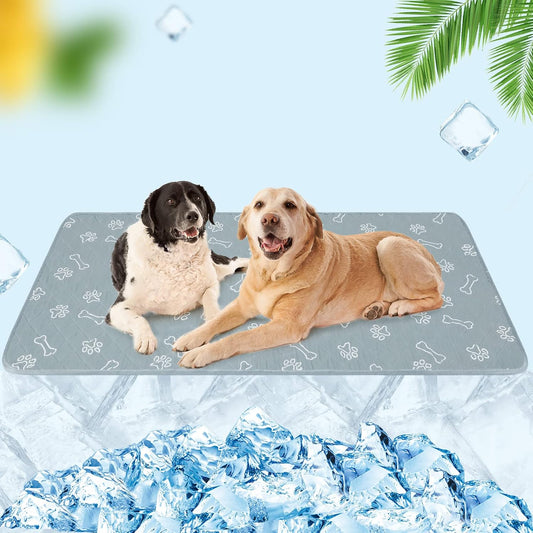 BEAUTYZOO Upgraded Dog Self Cooling Mat Ice Silk Chill Pads for Small Medium Large Dogs Q-MAX＞0.43- Summer Reusable Pet Training Pad - Absorbent Non-Slip Cool Mat for Kennels, Crates, Beds, 23" x 35"
