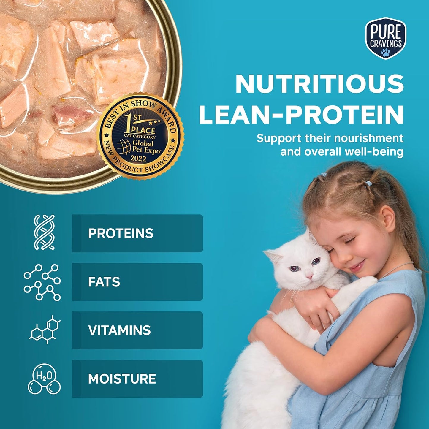 Tuna and Sardine Pate, Canned Wet Cat Food, 100% Mercury-Tested, Moist Can Fish, Grain-Free Protein, Non-GMO, 12 Pack