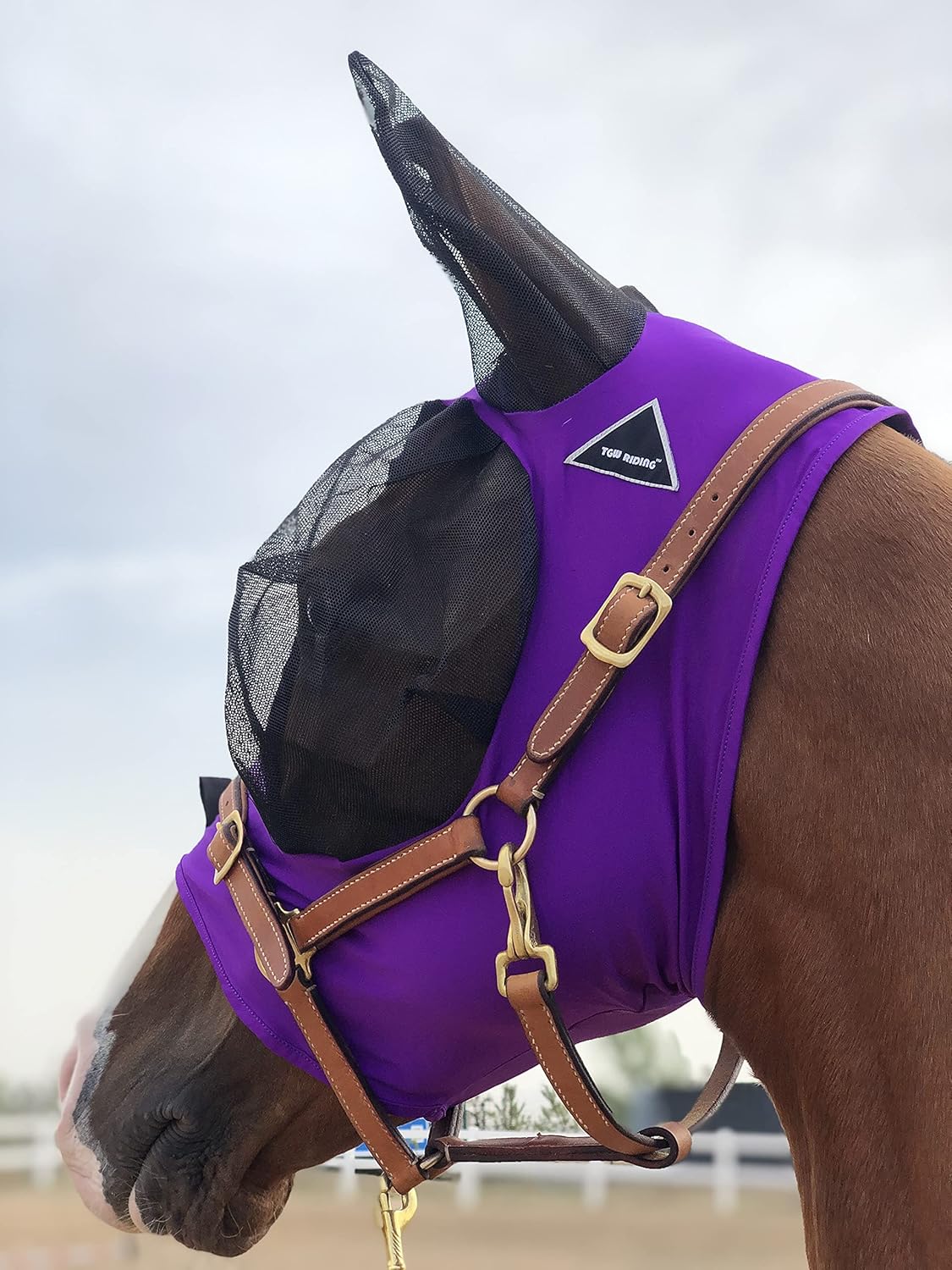 Horse Fly Mask Super Comfort Horse Fly Mask Elasticity Fly Mask with Ears We Only Make Products That Horses Like… (Dk Purple, L)