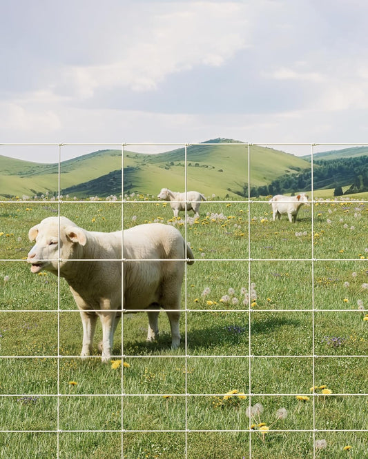9GA Thickened Heavy Duty Cattle Farm Fence, 4ft x 164ft Galvanized Goat Deer Fence, Heavy Zinc Coating Hog Wire Fencing for Farm Livestock Animals Protection