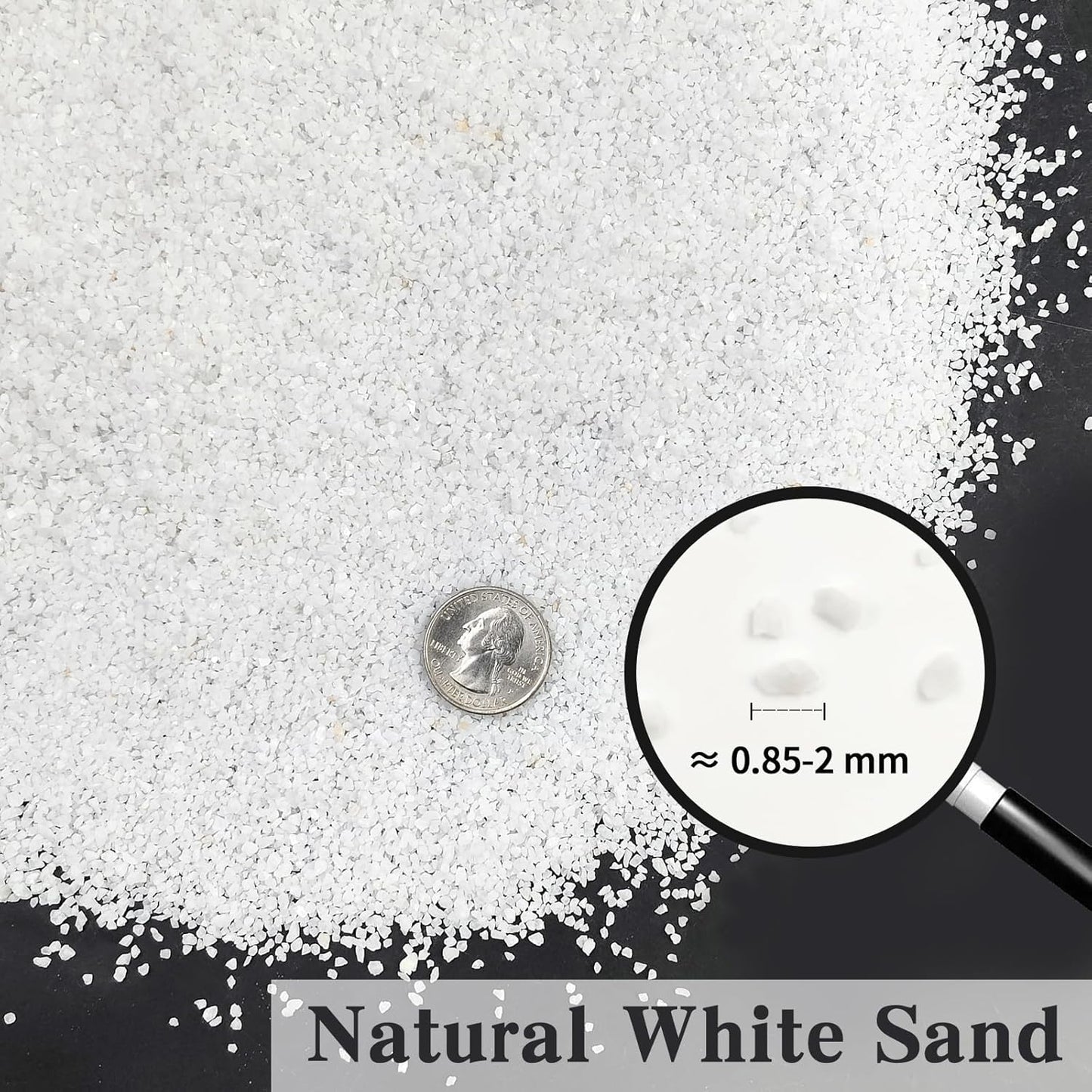10 lbs Aquarium White Sand, 0.8-2mm Coarse Sand. Small Gravel for Fish Tank, Succulent Plants Potted, Paintings, Fire Pits, Candle, Vase Filler and Crafts