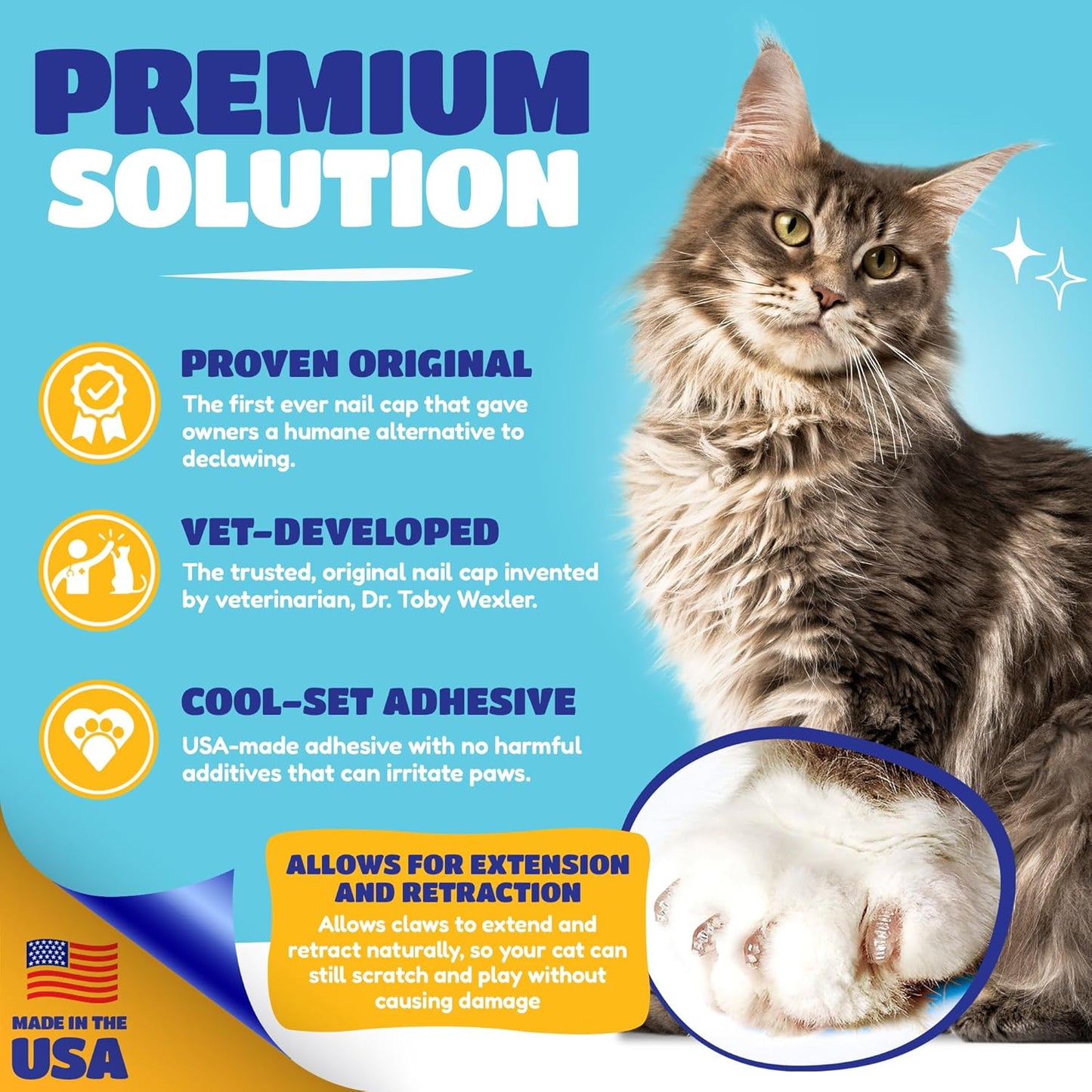 Soft Claws Cat Nail Caps for Large Cats – (40 Caps, Pink) - Made in USA - Veterinarian-Developed, Non-Toxic | Protects Furniture & Skin - Easy to Apply, Long-Lasting Anti-Scratch Soft Cat Claw Covers