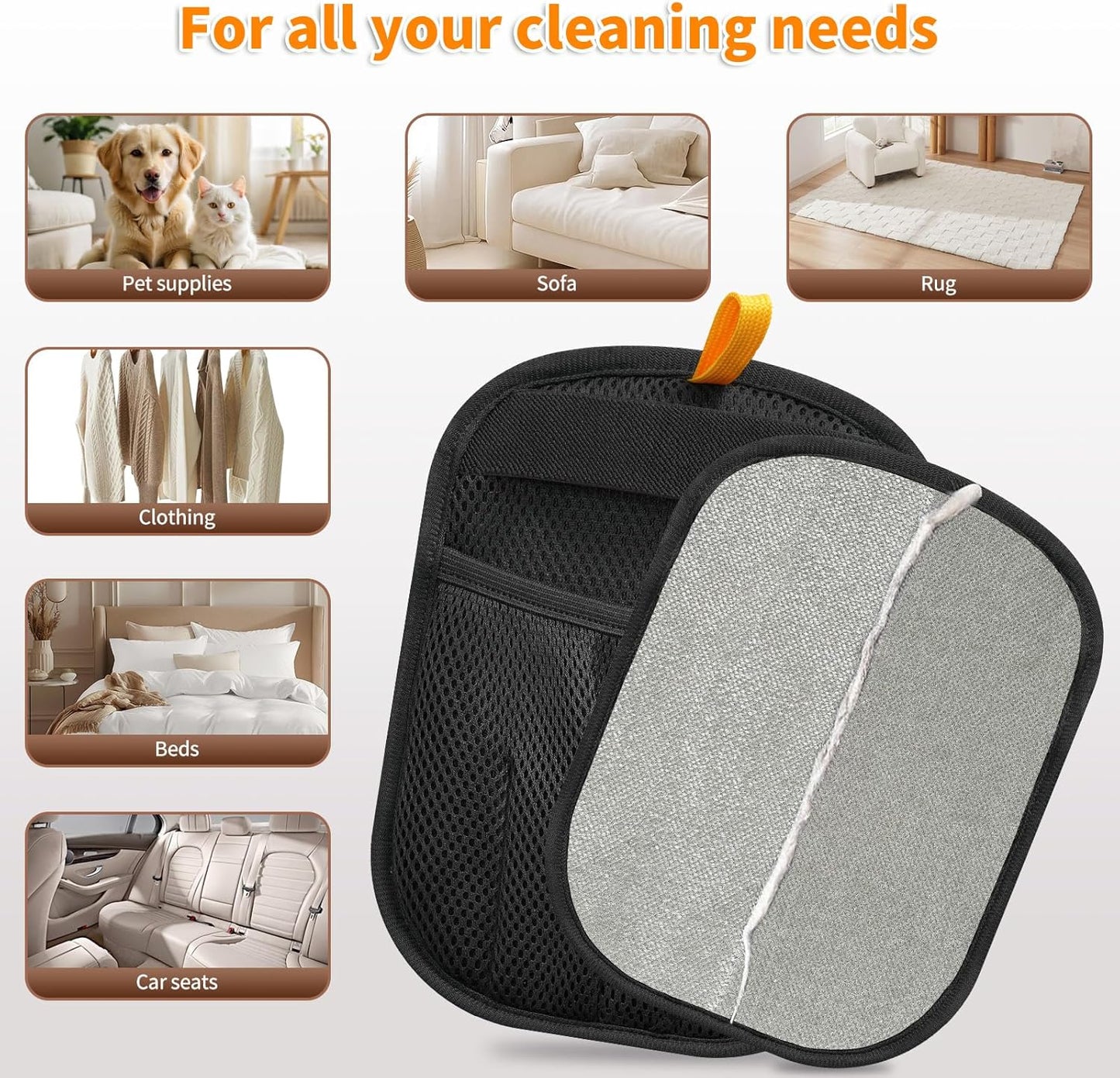 2Pcs Pet Hair Removal Glove for Cats & Dogs, 2025 Newly Upgraded Five-Finger Electrostatic Pet Hair Gloves, Reusable Pet Hair Remover Tool for Couch, Clothing, Car Seat,Carpet