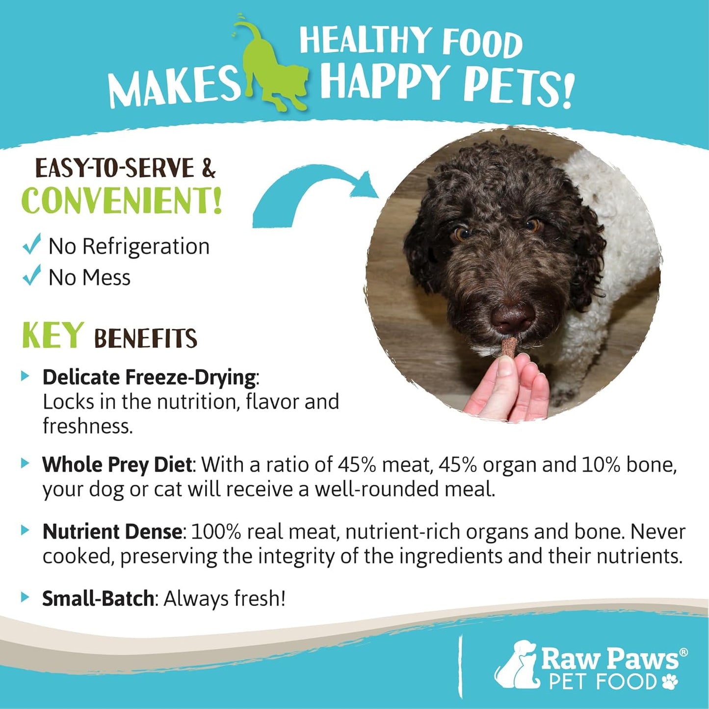 Raw Paws Freeze Dried Dog Food & Cat Food - Rabbit Recipe, 16-oz - Made in USA - Freeze-Dried Dog Food, Raw Dog and Cat Food