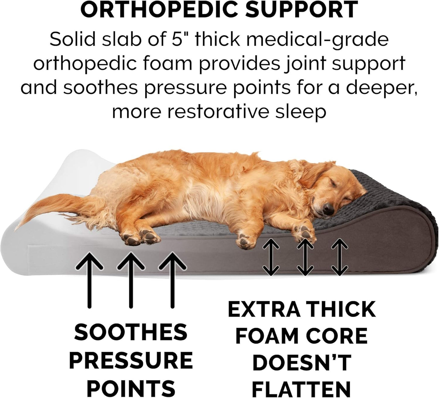 Furhaven Orthopedic Dog Bed for Extra Large Dogs w/ Removable Washable Cover, For Dogs Up to 180 lbs - Ultra Plush Faux Fur & Suede Luxe Lounger Contour Mattress - Chocolate, Giant/XXXL