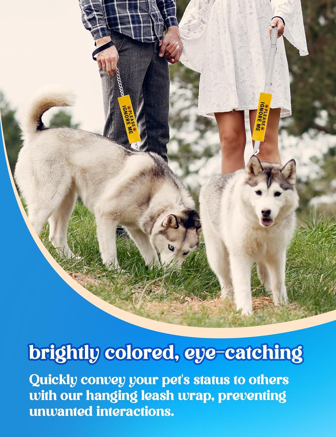 Please Ignore Me Dog Leash Sleeve, Funny Yellow Alert Hanging ID Patch Tag, Do Not Pet in Training Leash Wrap, Pet Birthday Gifts for Dog Owners