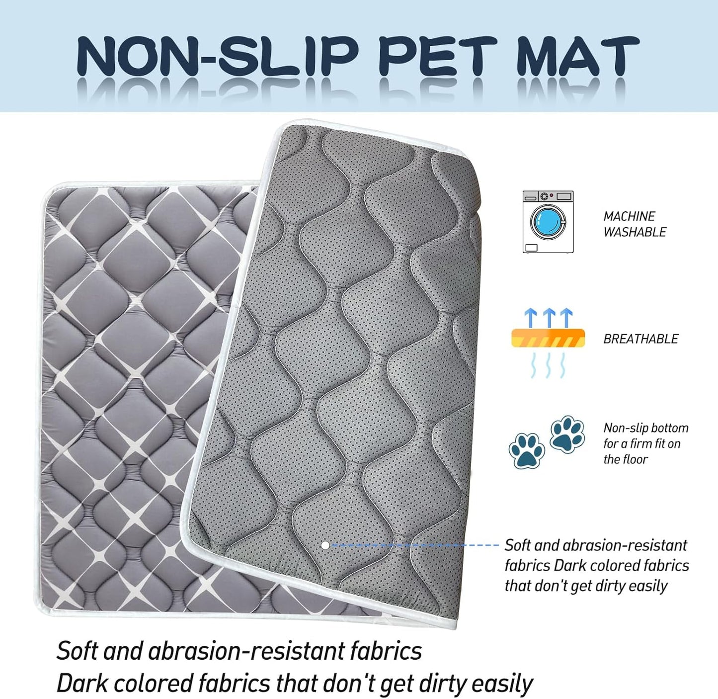 Bubble bear Dog Crate Mat - Ultra Soft, Washable & Anti-Slip Kennel Pad for Small/Medium/Large Dogs, Dark-Hued to Hide Stains (52"x28")
