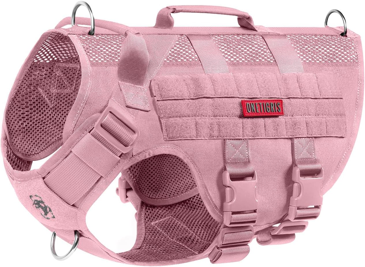OneTigris Tactical Dog Harness for Small Dogs, No Pull Small Dog Vest Harness with Handles Breathable Military Dogs Molle Vest, Harness for Walking Hiking Training