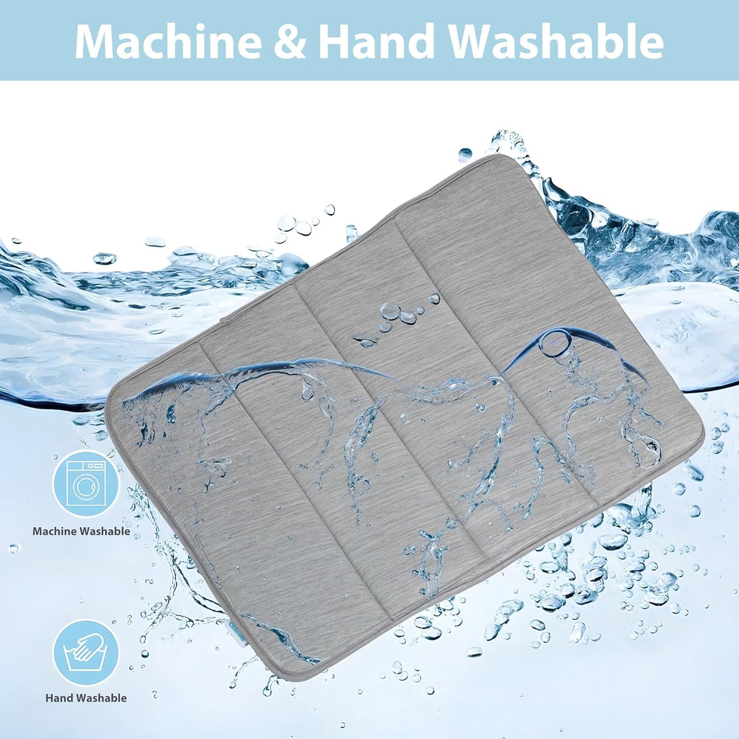 Dog Cooling Mat for Large Dogs - 41x27 Orthopedic Memory Foam Pet Pad for Summer, QMAX>0.5, Washable Premium Comfort Crate Pad for Your Furry Companion, Grey