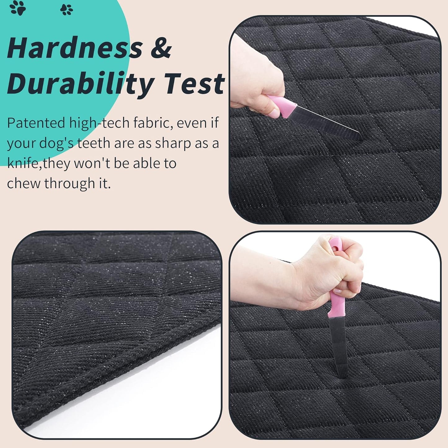 MABOZOO Indestructible Dog Bed, Chew Proof Crate Pad for Aggressive Chewers, Machine Washable Quilted Mat, Durable for Medium Dogs, Black Kennel Pad (28x41 in)