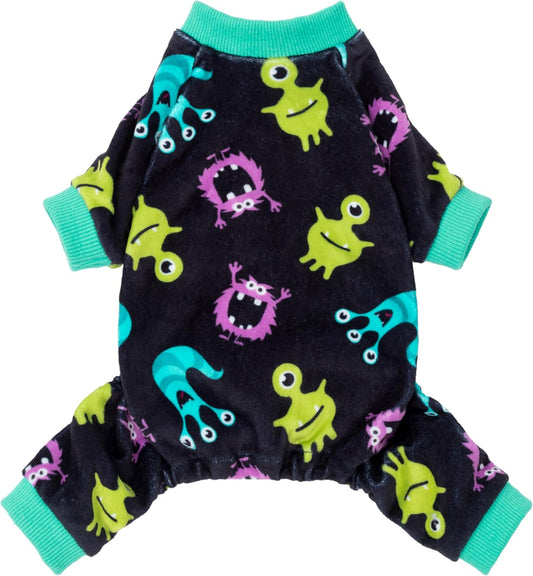 Fitwarm Cute Monster Halloween Dog Pajamas, Funny Costumes for Small Dogs Boy Girl, Festive Pet Clothes, Green, Purple, Black, Large