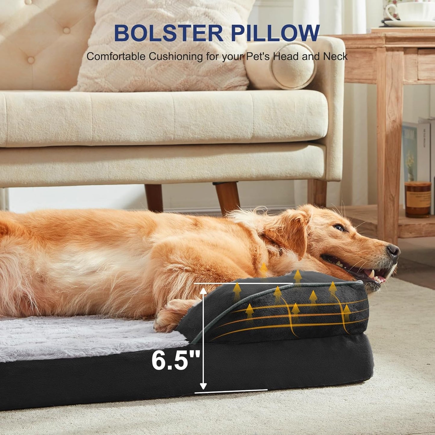 FURTIME Orthopedic Dog Bed for Extra Large Dogs - XL Washable Dog Sofa Bed Large, Supportive Foam Pet Couch Bed with Removable Washable Cover, Waterproof Lining and Nonskid Bottom, Black