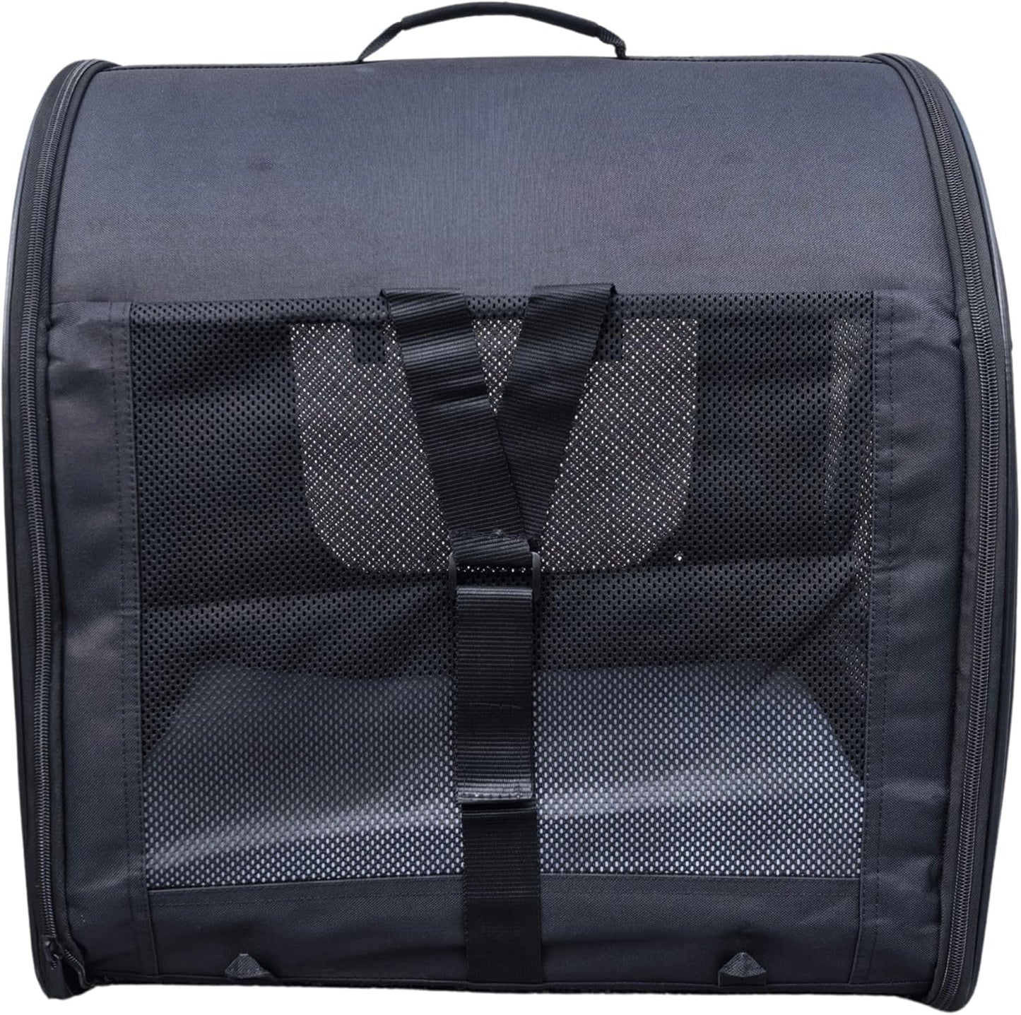 Fabric Portable Pet Kennel/Shelter, Single, Black 20"x20"x19.5" - Car Seat-Belt Fixture Included