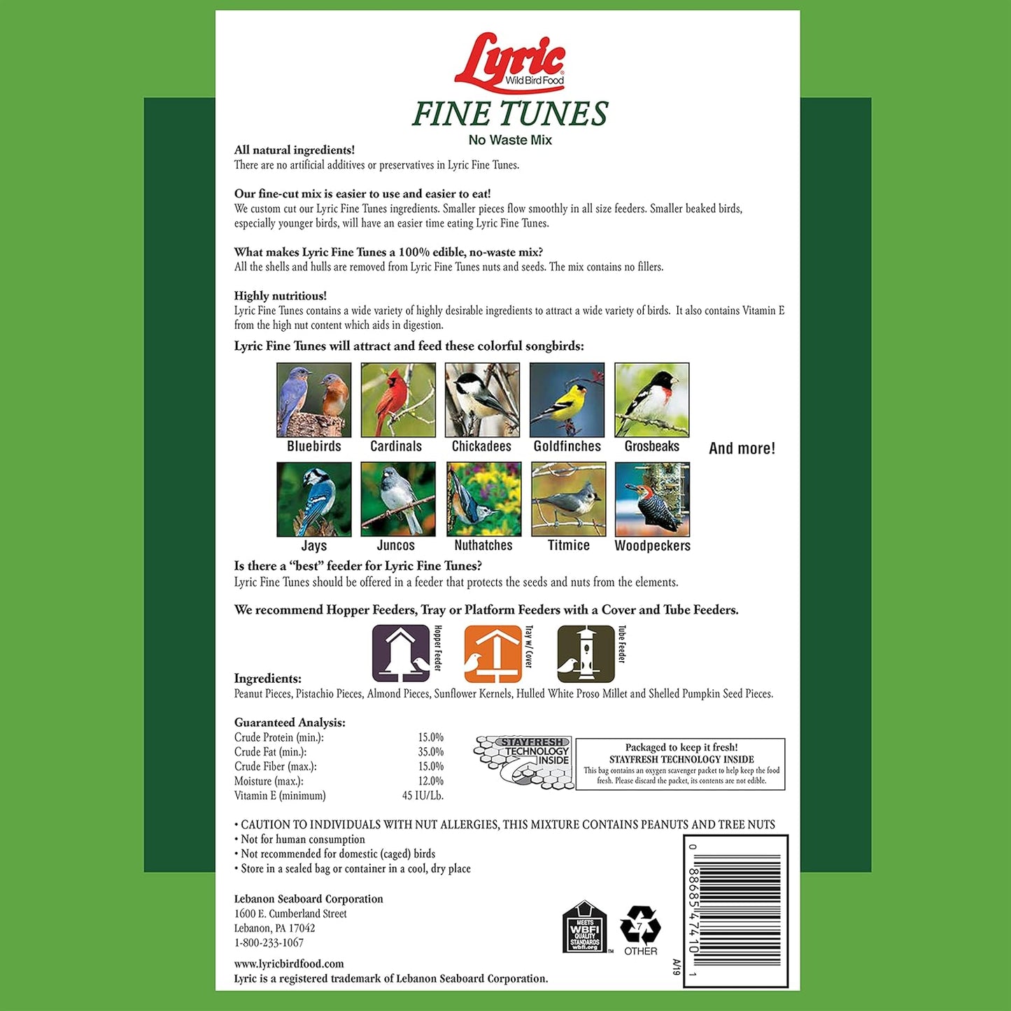 Lyric Fine Tunes No Waste Bird Seed 5 lb. Bag and Lyric Finch Small Songbird Wild Bird Food 5 lb. Bag for Outdoor Bird Feeders