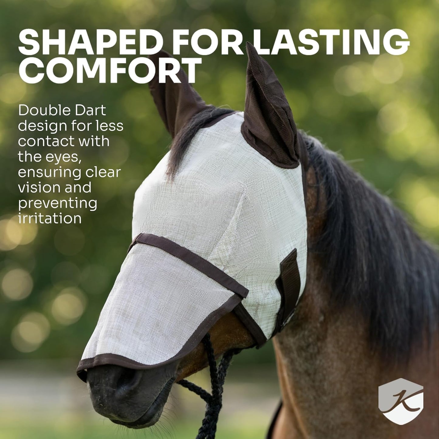 Kensington Signature Fly Mask w/Web Trim, Soft Mesh Ears & Forelock Opening Size: M-Small Horse Color: 2019 - Imperial Jade