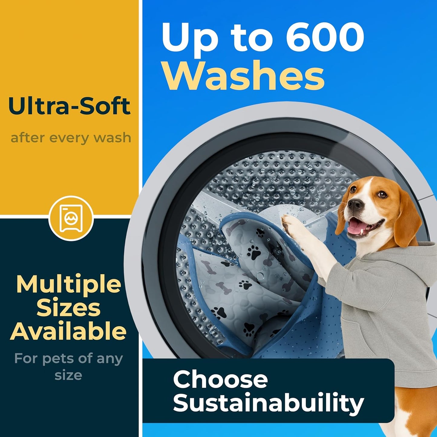 GREEN LIFESTYLE Washable Pee Pads for Dogs - Waterproof Reusable Puppy Pads with Anti-Slip Backing, Pet Training Pad for Puppy Playpen, Crate, Whelping Box, Potty Training (Pack of 4 - 30x34)