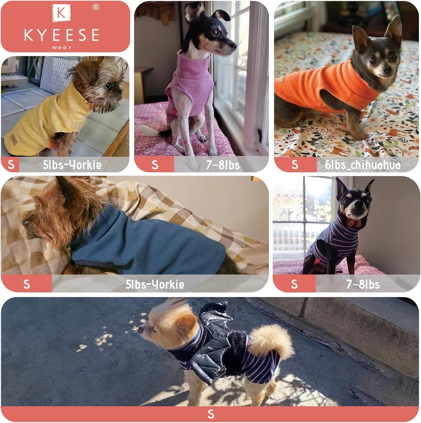 KYEESE 2Pack Dog Sweater Pet Coat Turtleneck Stretchy Dogs Clothes Super Soft Dog Sweaters for Small Dogs Girl Puppy in Sleeveless Design Pet Fleece Vest, Purple,S
