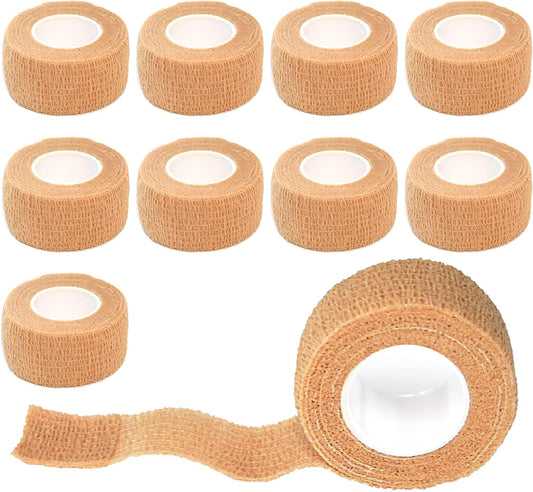 9 Pack 1" x 5 Yards Self Adhesive Bandage Wrap Self Stick Wrap for Ankle, Wrist, Finger, Sports, Breathable Cohesive Vet Tape for Pets (Skin Color)