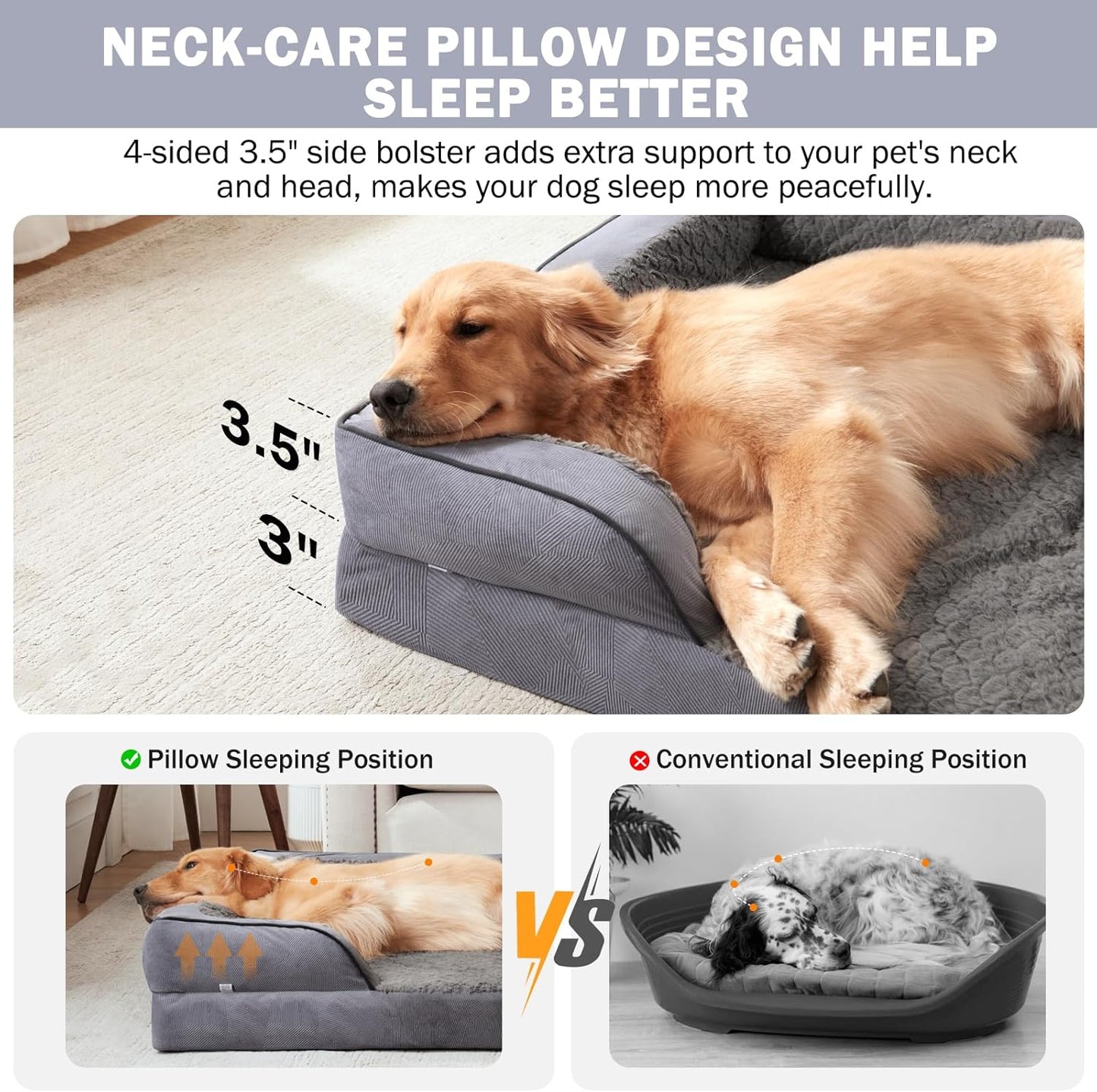 INVENHO Orthopedic Dog Bed Medium Size Dog, Waterproof Egg-Crate Foam Couch with Washable Removable Cover, Waterproof Lining and Nonskid Bottom