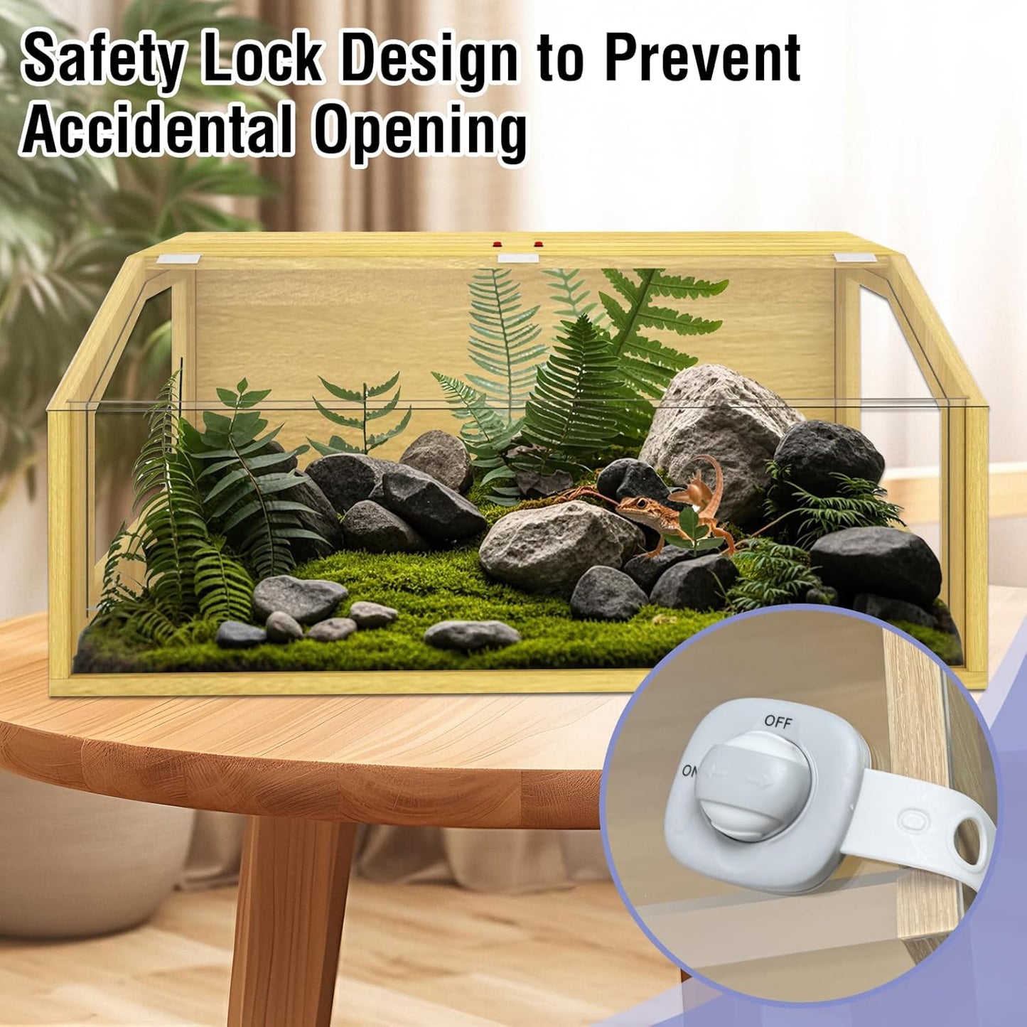 30 Gallon Bearded Dragon Tank, Reptile Terrarium with Feeding Tongs, Lockable Clear Acrylic Roof, Snake Tank Enclosure, Reptile Cage, Lizard, Leopard Gecko Tank, 32" L x 16" W x 16" H