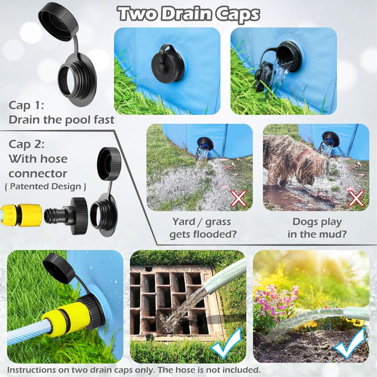 Jasonwell Foldable Dog Pool Collapsible Hard Plastic Dog Swimming Pool Portable Kiddie Pool Pet Pool Doggie Wading Pool Bath Tub for Puppy Small Medium Large Dogs Cats and Kids 39.5"