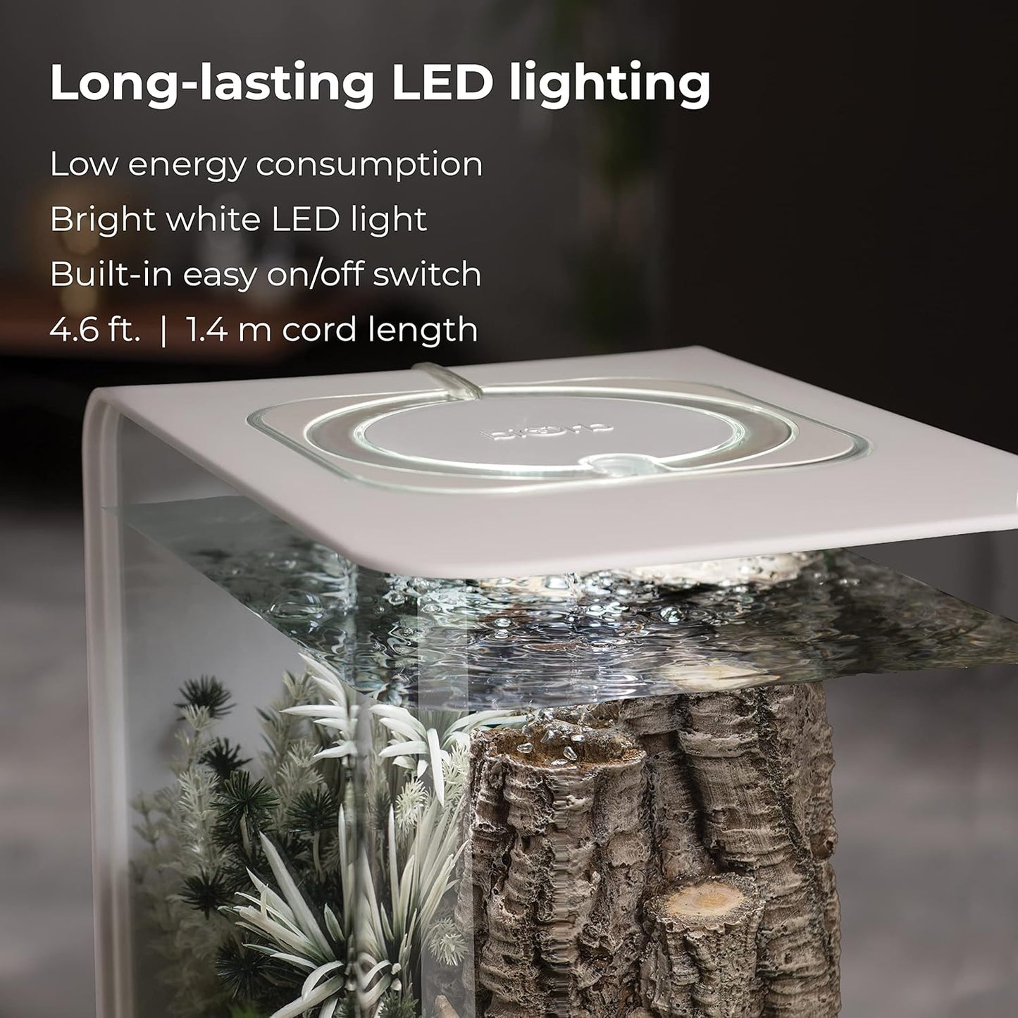biOrb Flow 30 Acrylic 8-Gallon Aquarium with White LED Lights Modern Tank for Tabletop Display, Black
