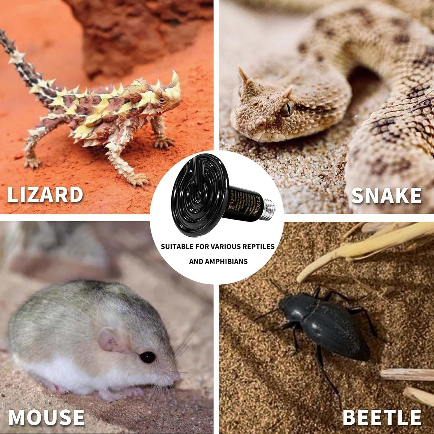 100W Reptile Heat Lamp(2 Packs)-Ceramic Heat Emitter for Reptiles Amphibian Pet Brooders Chicken Incubation, and Terrariums Turtle Lizard Bearded Dragon Snake E26