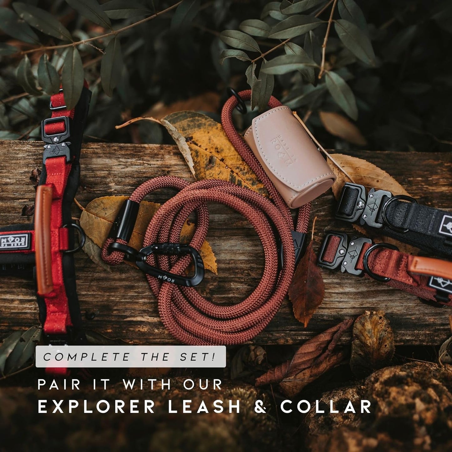 MADE TO ROAM Premium Explorer Harness - Y-Shaped Dog Harness with Adjustable Durable Nylon, Soft Padding, Metal Buckles and Leather Handle for Small, Medium, Large Dogs (Washington Rain, Size 4)